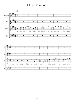 I Love You, Lord – Laurie Klein Sheet Music for Piano (SATB) easy ...