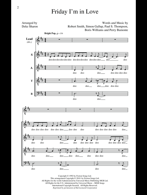 Friday I'm In Love (Arr. Deke Sharon) - The Cure (Choral, SATB)