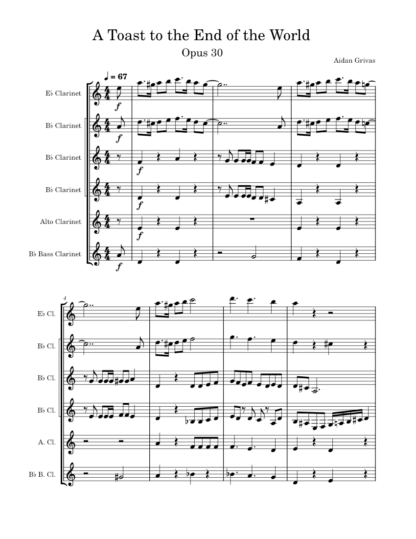 A Toast to the End of the World Sheet music for in eflat, in bflat,