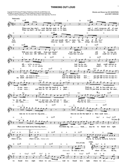 Thinking Out Loud - Ed Sheeran (Lead Sheet - Fake Book)