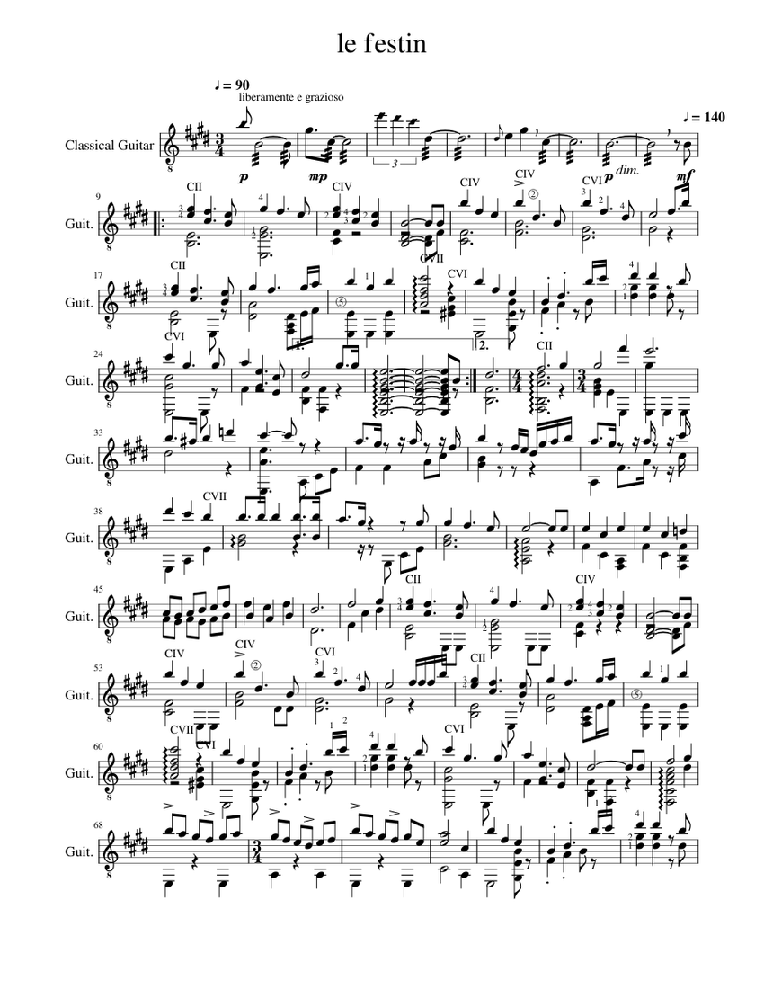 Le festin Sheet Music for Guitar (Solo) | MuseScore.com