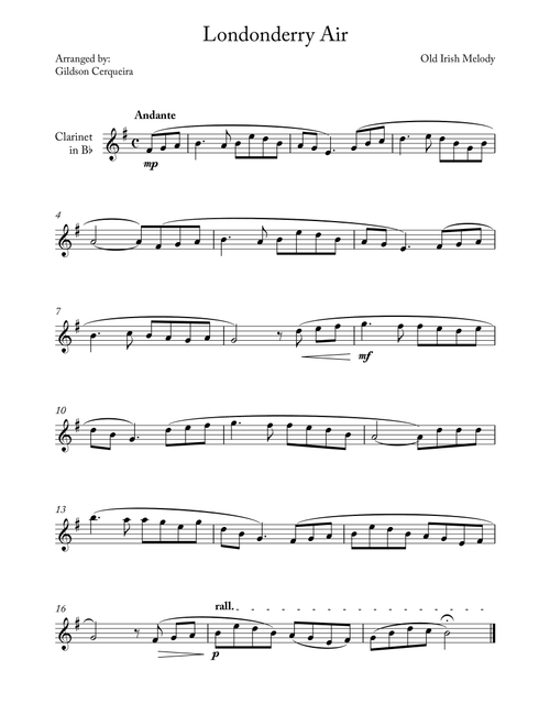 Londonderry Air (Arr. Gildson Cerqueira) - Old Irish Melody (Clarinet Solo)
