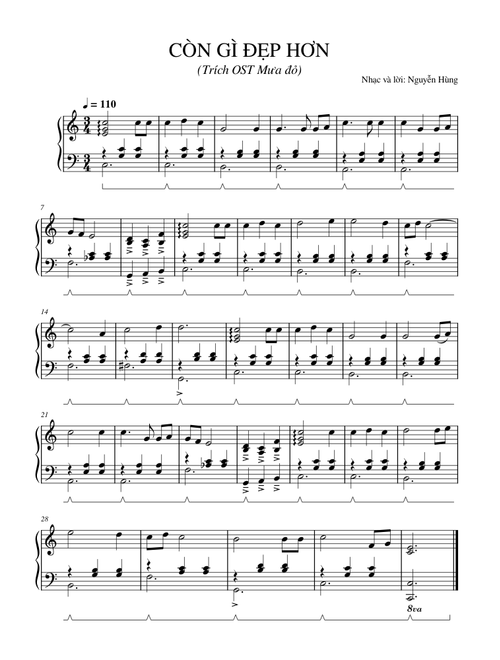 SHEET PIANO: CÒN GÌ ĐẸP HƠN - OST Mưa đỏ || Ns Nguyễn Hùng