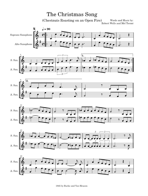 The christmas song – Mel Tormé (Sax Duet)