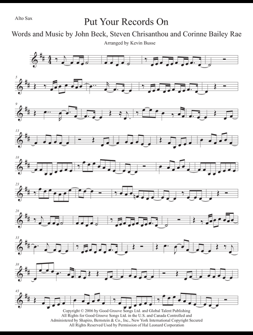 Put Your Records On (Arr. Kevin Busse) - Corinne Bailey Rae (Alto Sax Solo)