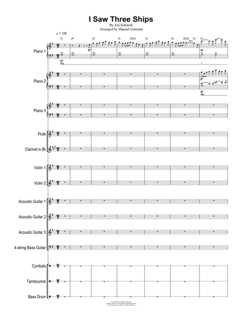 I Saw Three Ships (Arr. Manuel Guinand) - The Piano Guys (Large Ensemble)
