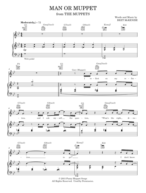 Man Or Muppet - The Muppets, The Muppets Movie (Piano-Vocal-Guitar)
