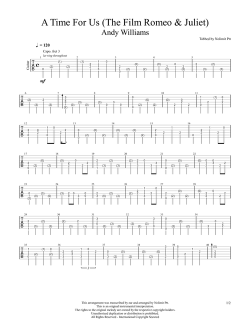 A Time For Us (Arr. Nolimit Ptt) - Ändy Williams (Solo Guitar)