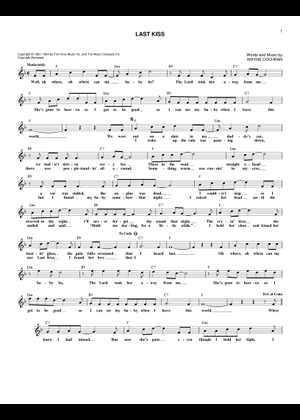 Play Official version of Last kiss Sheet Music by Pearl Jam for Piano ...