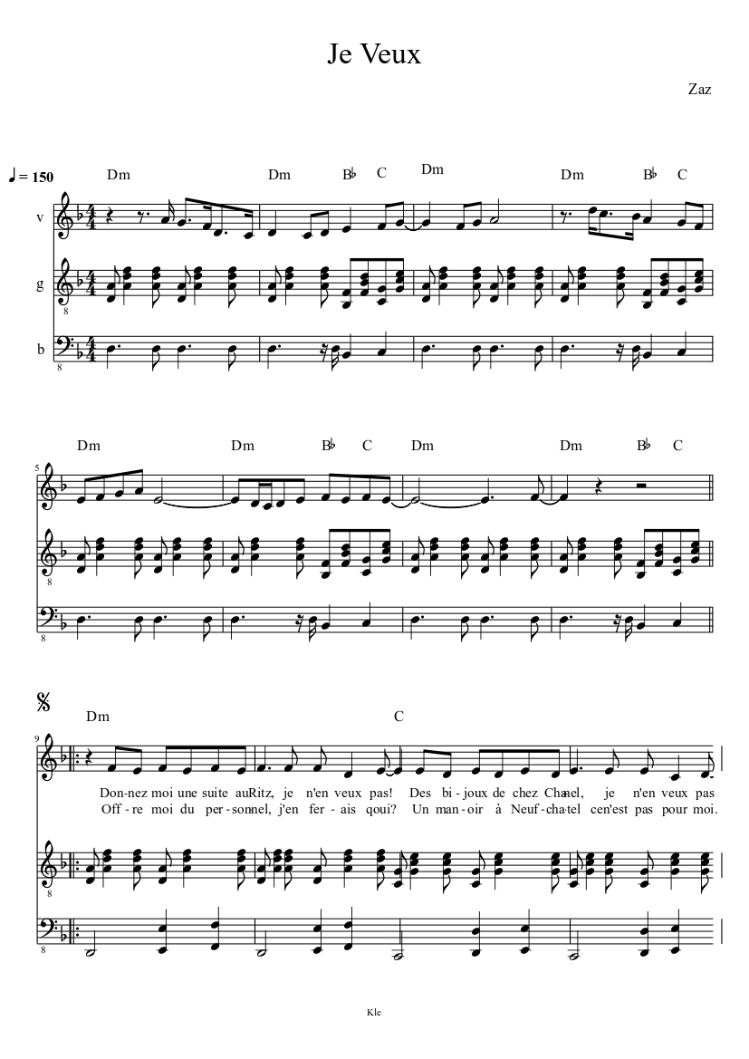 Interconectar Escalera Abreviar Je Veux Sheet music for Guitar, Bass guitar, Trumpet in c (Mixed Trio) | Musescore.com Interconectar Escalera Abreviar Je Veux Sheet music for Guitar, Bass guitar, Trumpet in c (Mixed Trio) | Musescore.com