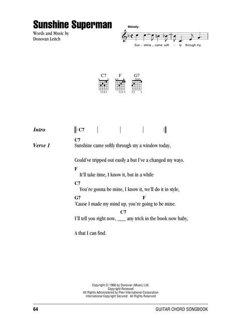 Sunshine Superman - Donovan (Guitar Chords-Lyrics)