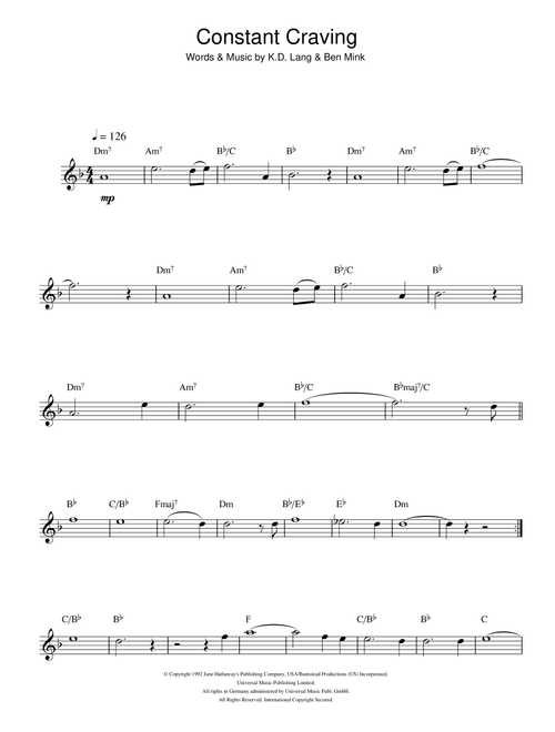Constant Craving - kd lang, KD Land (Alto Sax Solo)