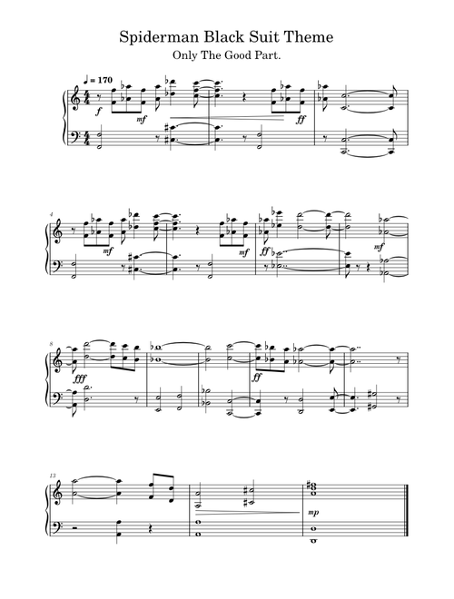Spiderman Black Suit Theme - Easy Piano