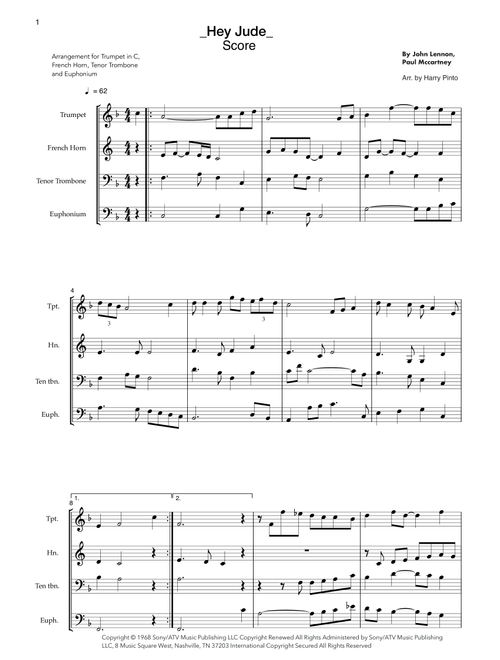 Hey Jude (Arr. Harry Pinto) - The Beatles (Brass Ensemble)