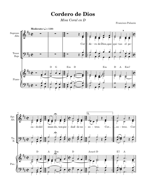 Cordero de Dios - Misa Coral en D - (Francisco Palazón)