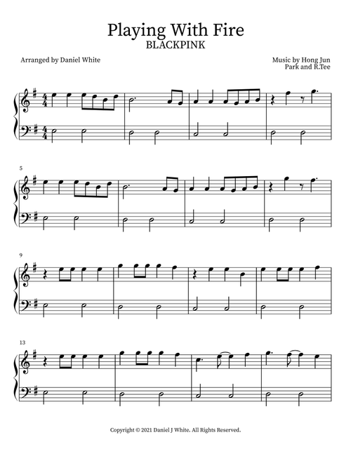 Playing With Fire (Arr. Daniel White) - BLACKPINK (Piano Solo)