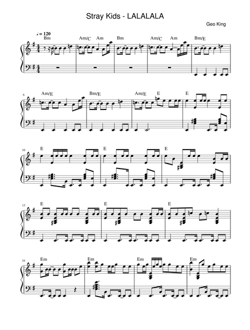 Lalalala (Arr. Gregory King) - Stray Kids (Easy Piano)