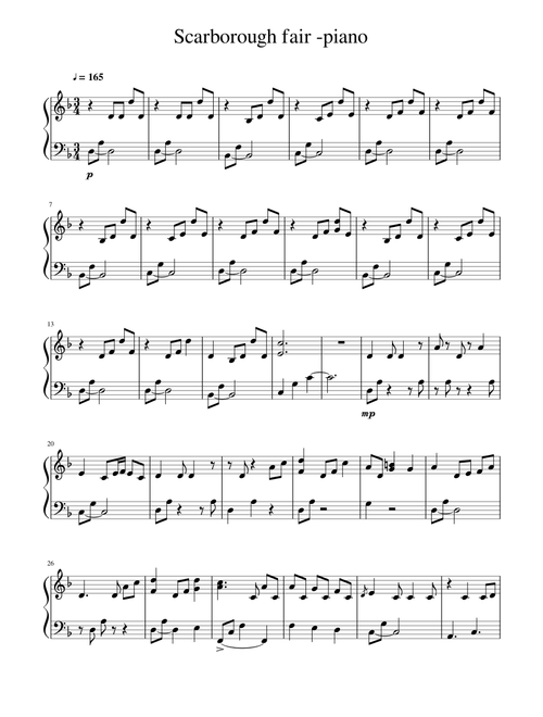 Scarborough fair piano solo