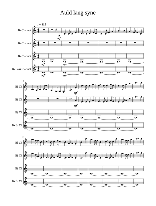 Auld Lang Syne (with Ode to Joy) Clarinet Quartet - arr. Hugh Levey