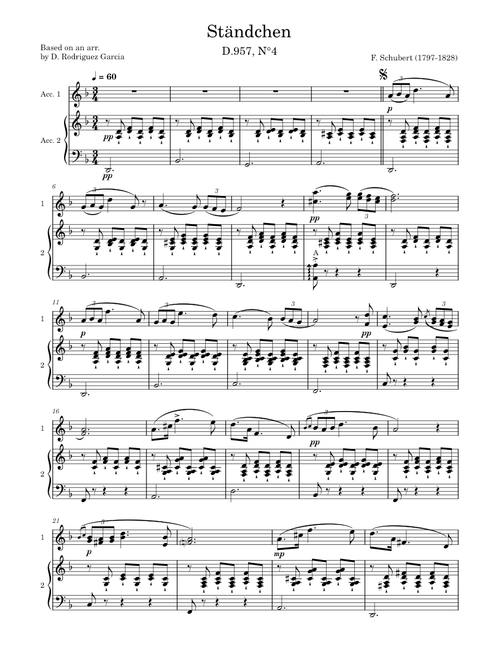 Schwanengesang, No. 4, Ständchen, D 957 – Franz Schubert (duo accordion)