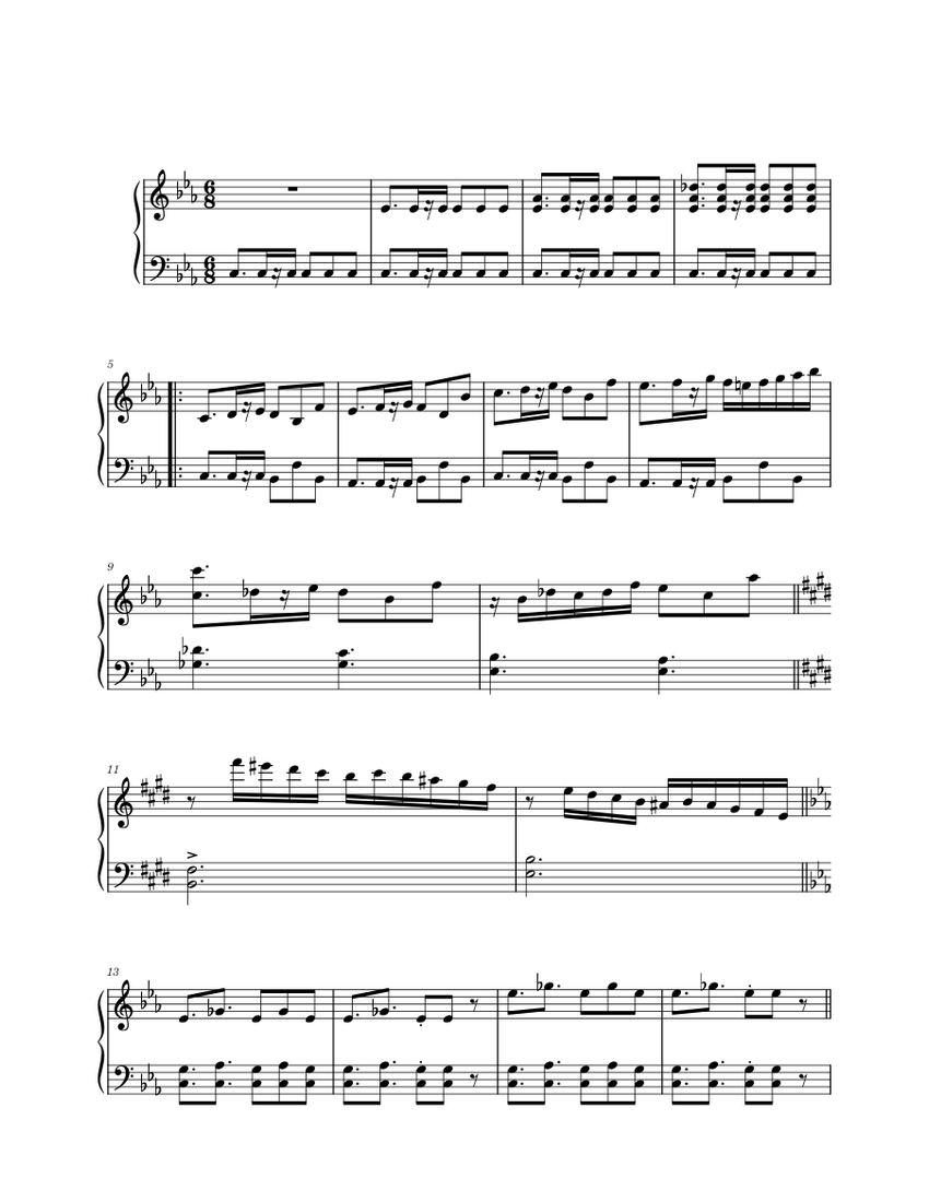 Hunter's Chance - Nobuo Uematsu FFIX Sheet Music for Piano (Solo