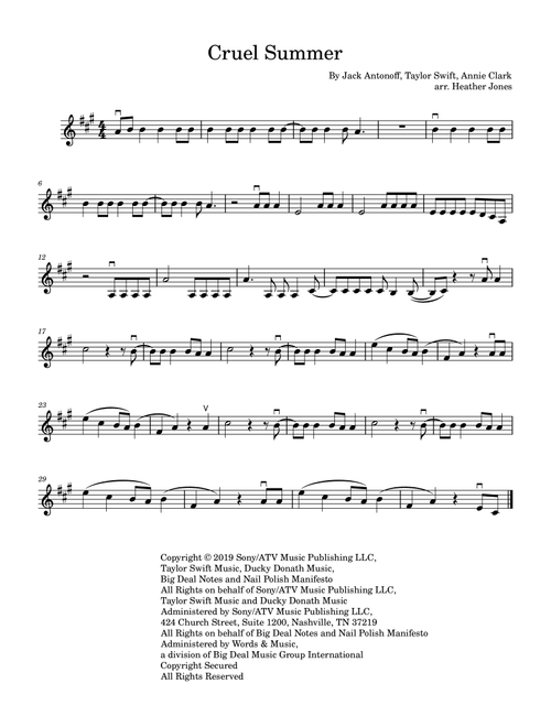 Cruel Summer (Arr. Heather B Jones) - Taylor Swift (Violin Solo)
