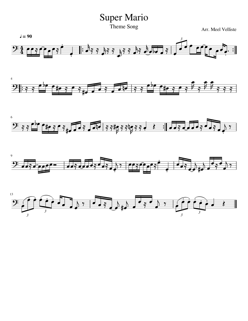Super Mario Theme Song Sheet music for Cello (Solo)