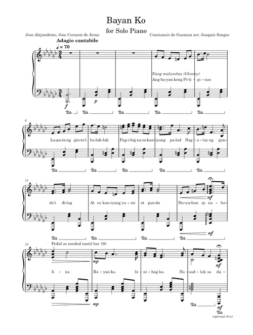 Bayan Ko – Constancio de Guzman Piano Arrangement