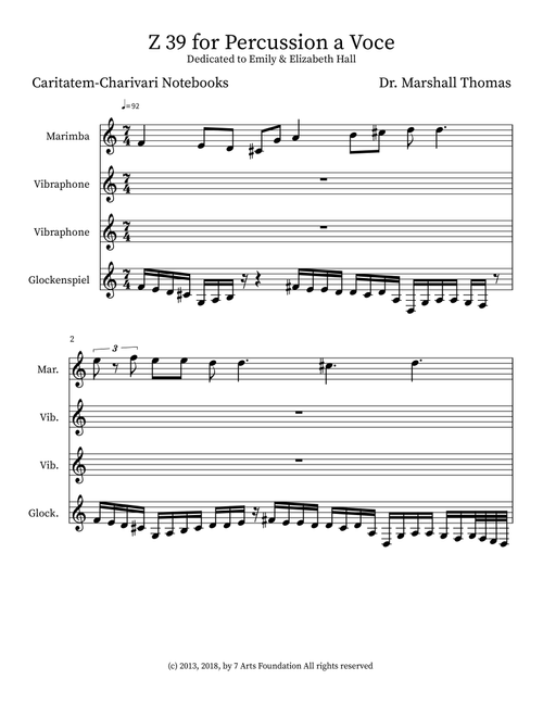 Z 39 for Percussion a Voce - Celebrity Chamber Players (Small Ensemble)