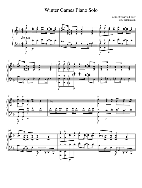 Winter Games Piano Solo By David Foster