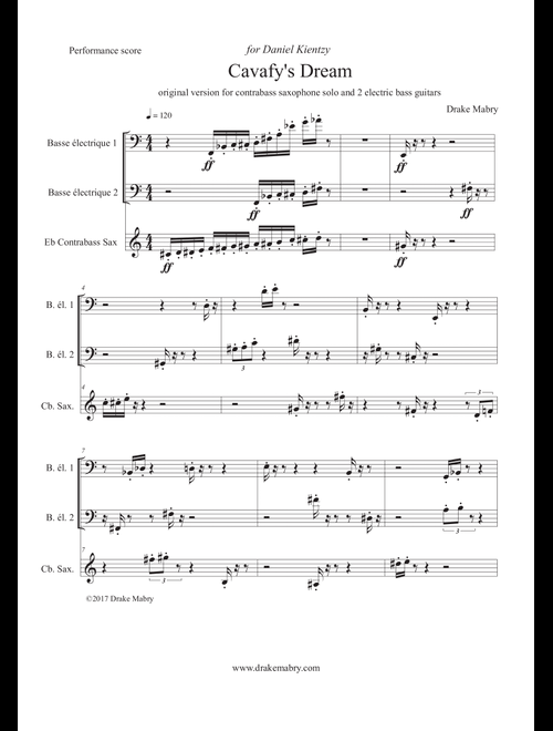Cavafy's Dream (original version) - Drake Mabry (Small Ensemble)