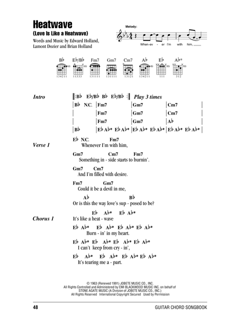 Heatwave (Love Is Like A Heatwave) - Martha & The Vandellas, Linda Ronstadt (Guitar Chords-Lyrics)
