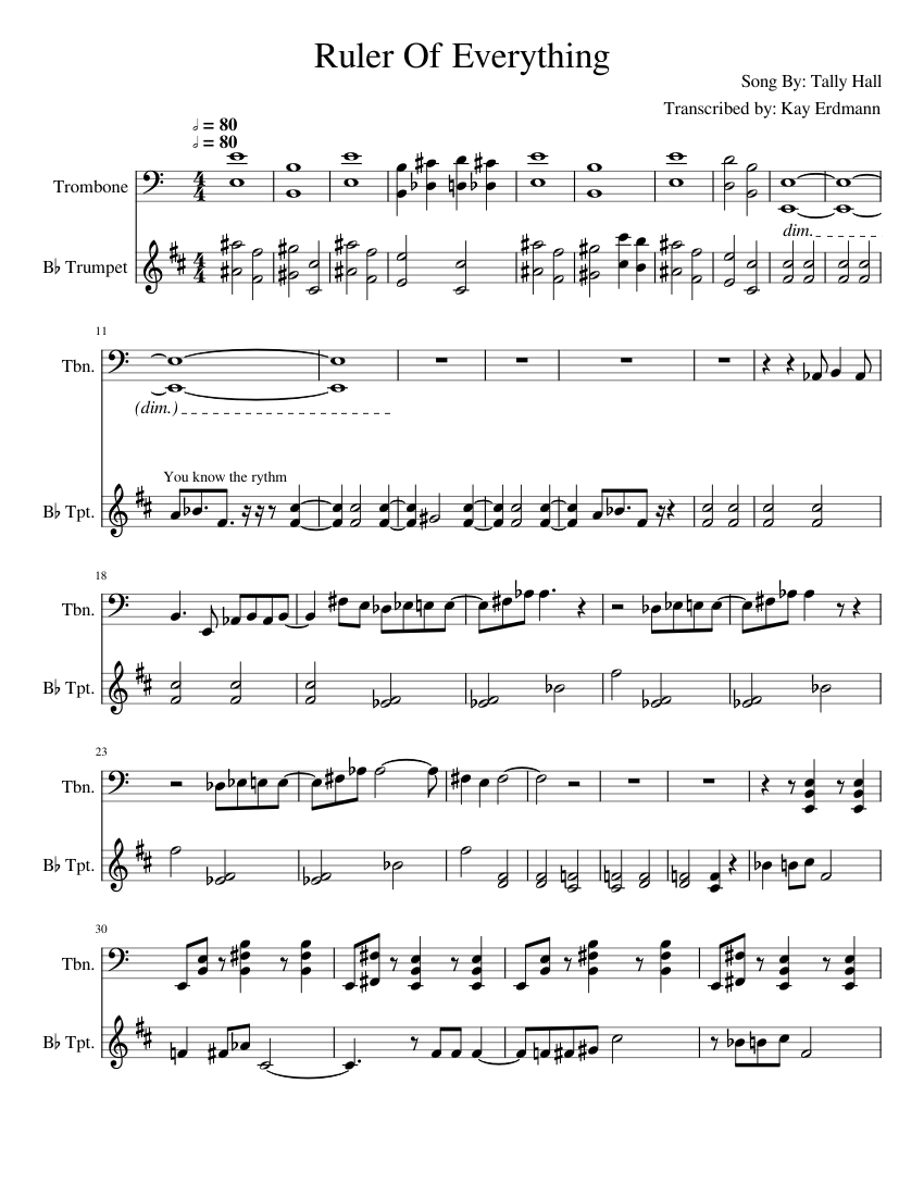 Ruler_Of_Everything Sheet Music for Trombone, Trumpet in b-flat (Brass ...