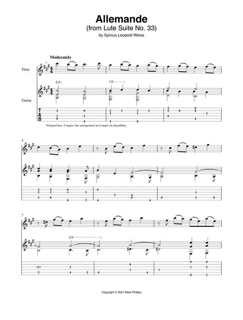 Allemande (from Lute Suite No. 33) (Arr. Mark Phillips) - Sylvius Leopold Weiss (Instrumental Duet)