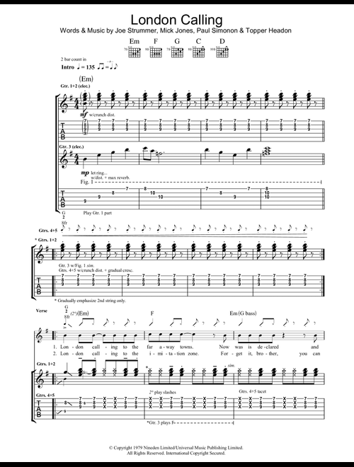 London Calling - The Clash (Guitar Tab)