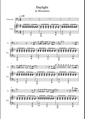 Daylight – Shinedown (Cello Solo w/ Piano Accompaniment) Sheet
