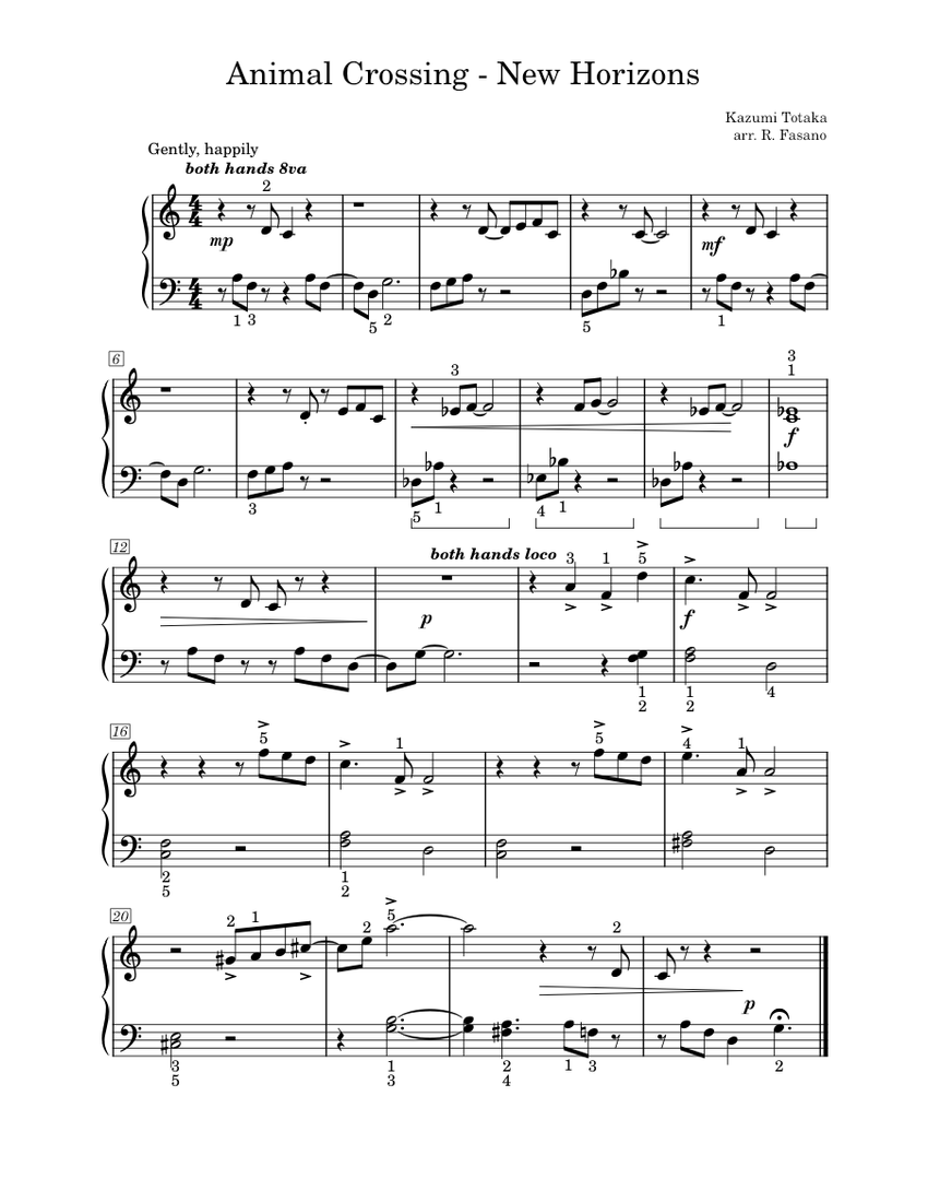 Animal Crossing easy Sheet music for Piano (Solo)