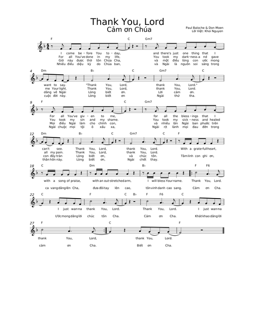 Thank You Lord - Cảm Ơn Chúa
