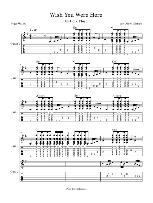 Wish you were here – Pink Floyd Wish You Were Here – Pink Floyd – Guitar Duet & Vocals