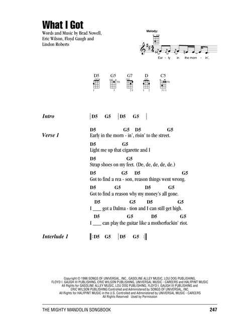 What I Got - Sublime (Mandolin Chords-Lyrics)