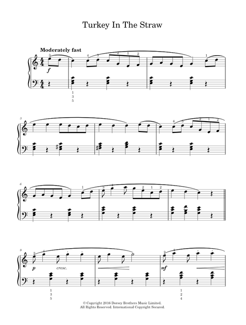 Turkey In The Straw - Traditional American Folksong (Easy Piano)