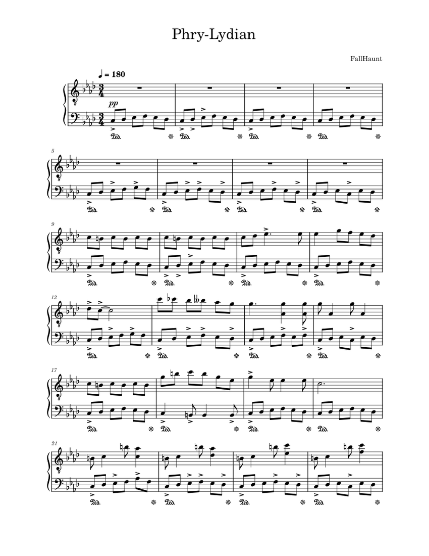 Phry-Lydian Sheet Music for Piano (Solo) | MuseScore.com