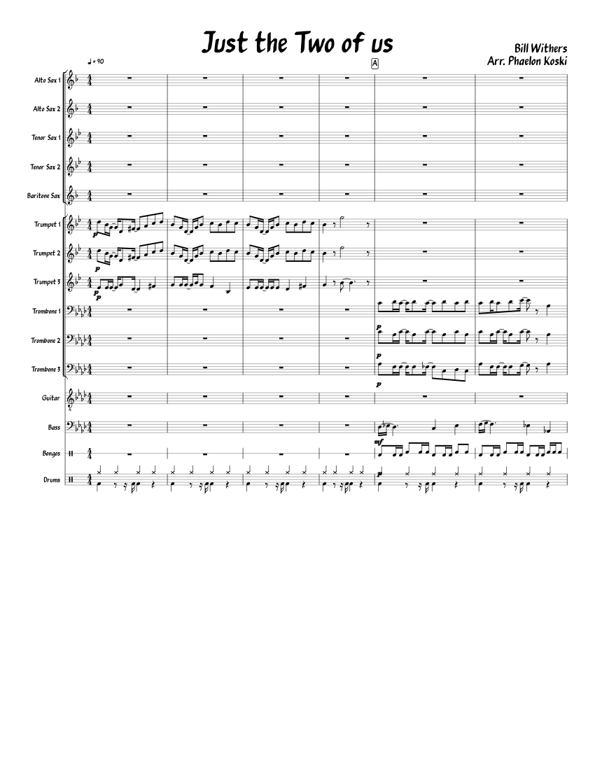 Just the Two of us Sheet music for Trombone Saxophone alto Saxophone tenor Saxophone baritone more instruments Mixed Ensemble Musescore
