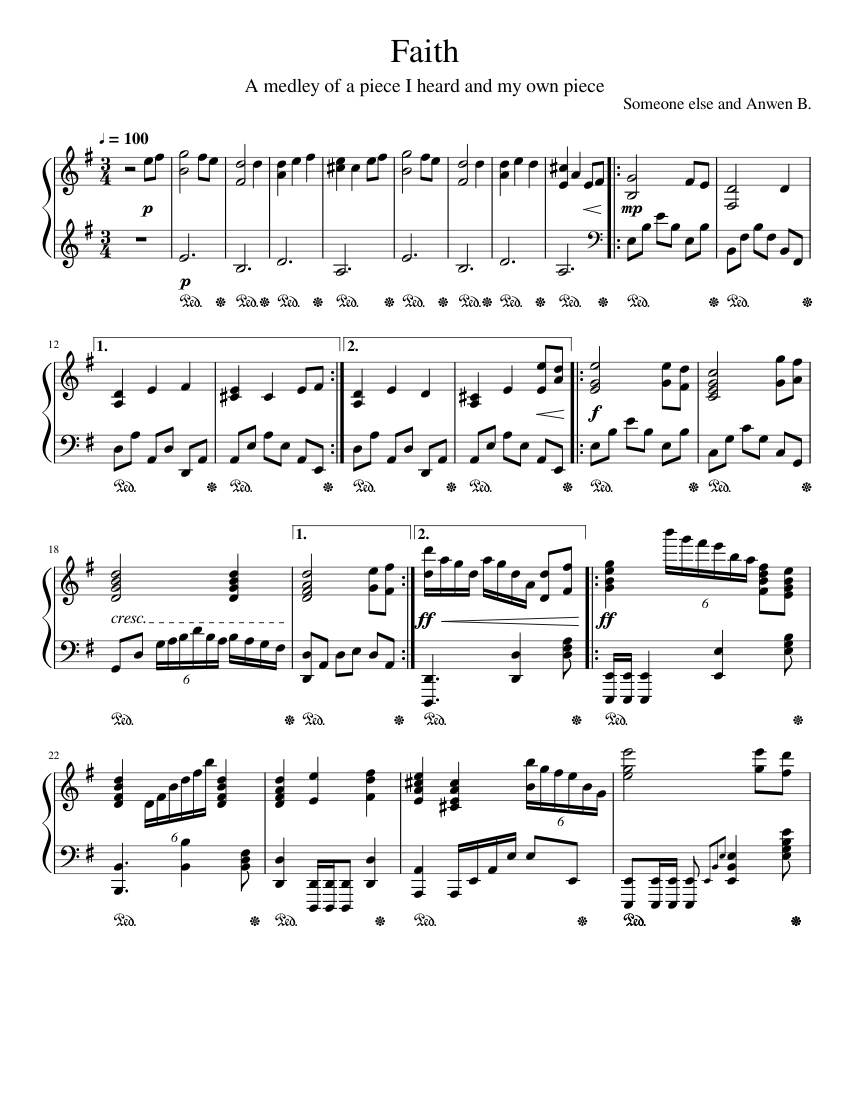 Faith Sheet Music for Piano (Solo) | MuseScore.com