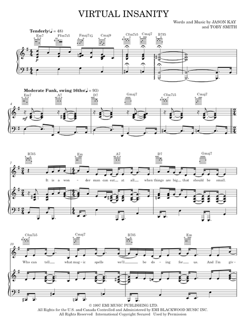 Virtual insanity - Jamiroquai (Piano-Vocal-Guitar)