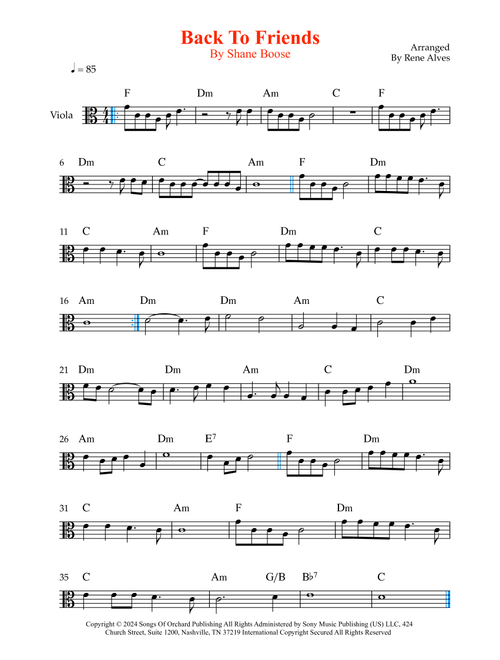 Back To Friends (Arr. Rene Alves) - sombr (Viola Solo)