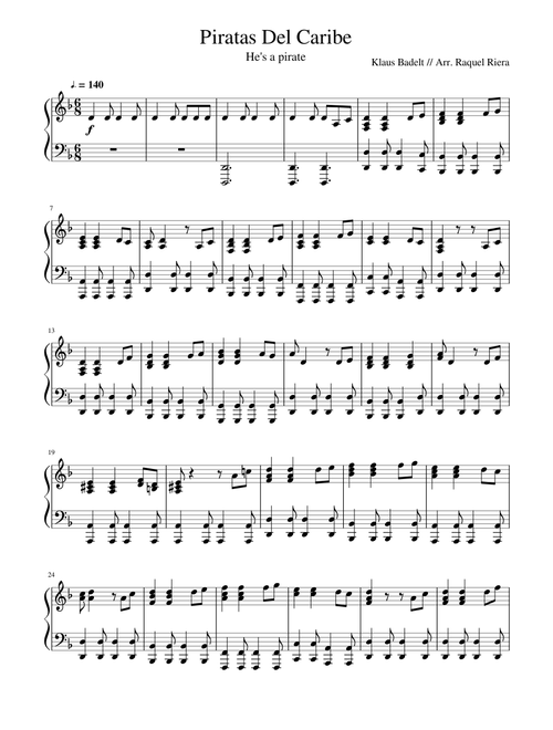 Piratas Del Caribe Theme (Piano Solo)