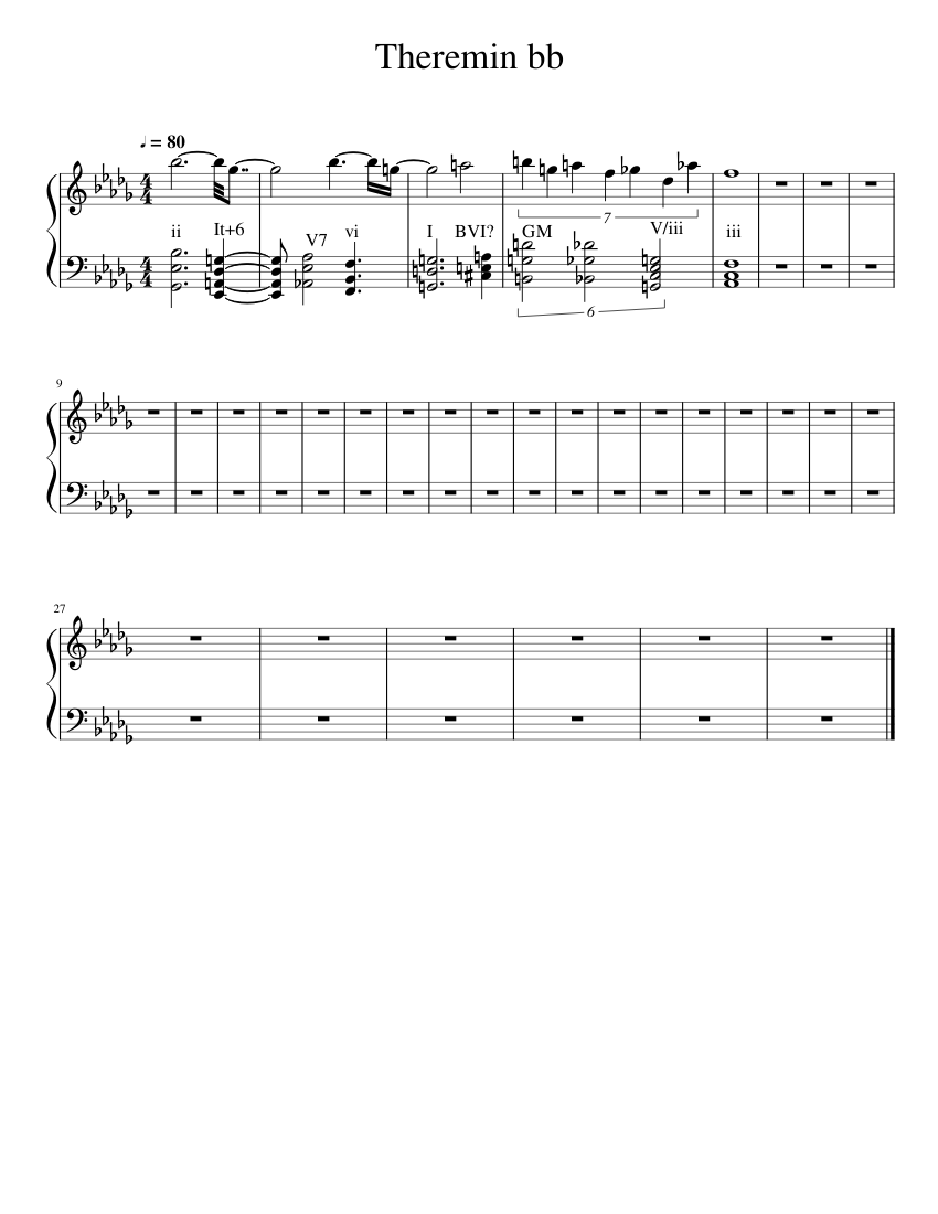 Theremin bb Sheet music for Synthesizer Solo Musescore
