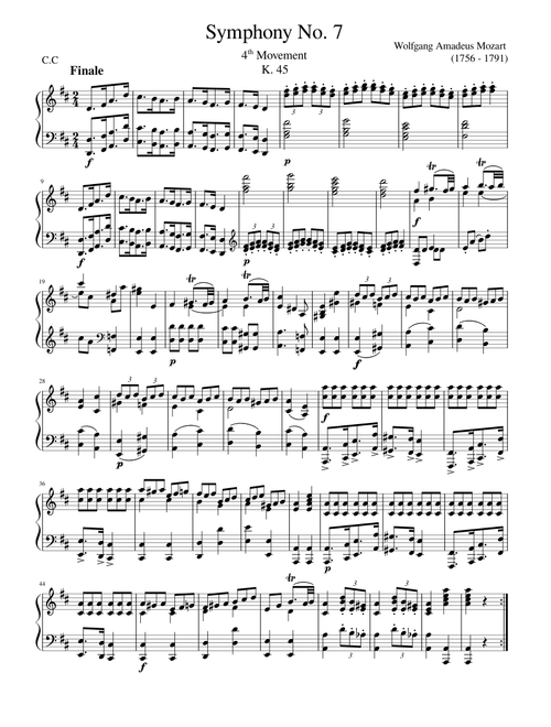 Symphony no. 7 in D K 45 4th Movement – Wolfgang Amadeus Mozart