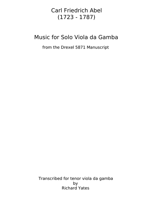 Music for Solo Viola da Gamba - Carl Friedrich Abel